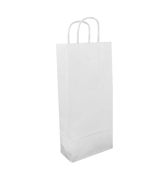 Saco Papel Branco porta Garrafas 18+8x39cm (50 Uds) Saco Papel Branco porta Garrafas 18+8x39cm (50 Uds)