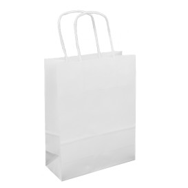 Saco Papel Kraft Branco Asas 100g/m² 18+8x24cm (25 Uds)