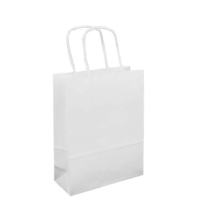 Saco Papel Kraft Branco Asas 100g/m² 18x8x24cm (300 Uds) Saco Papel Kraft Branco Asas 100g/m² 18x8x24cm (300 Uds)
