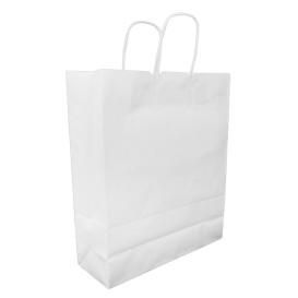 Saco Papel Kraft Branco Asas 100g/m² 30x12x41cm (25 Uds)