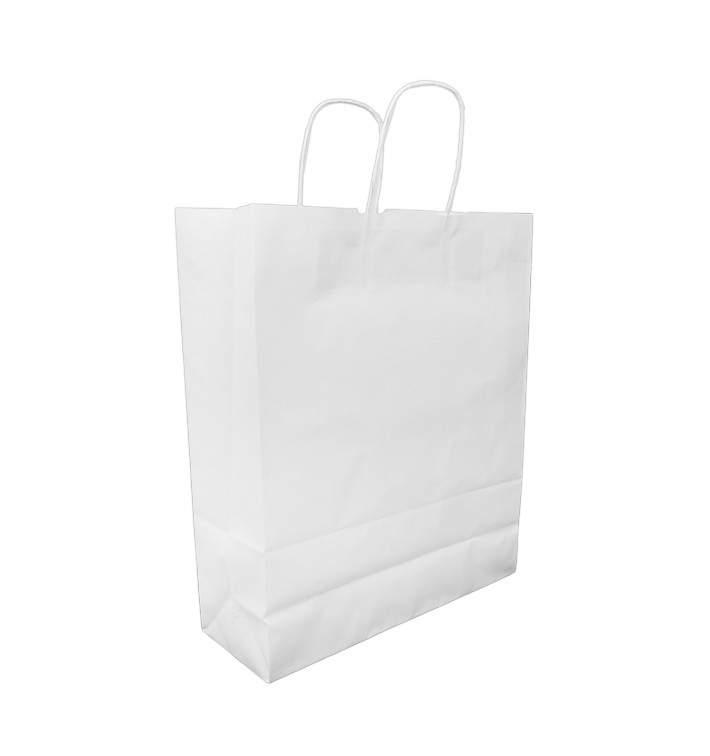 Saco Papel Kraft Branco Asas 100g/m² 30x12x41cm (25 Uds) Saco Papel Kraft Branco Asas 100g/m² 30x12x41cm (25 Uds)