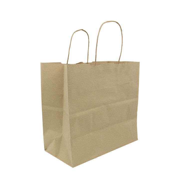 Saco Papel Kraft Marrom Asas 100g/m² 27+14x26cm (200 Uds) Saco Papel Kraft Marrom Asas 100g/m² 27+14x26cm (200 Uds)