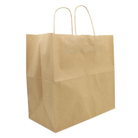Saco Papel Kraft Marrom Asas 90g/m² 32+16x31cm (50 Uds)