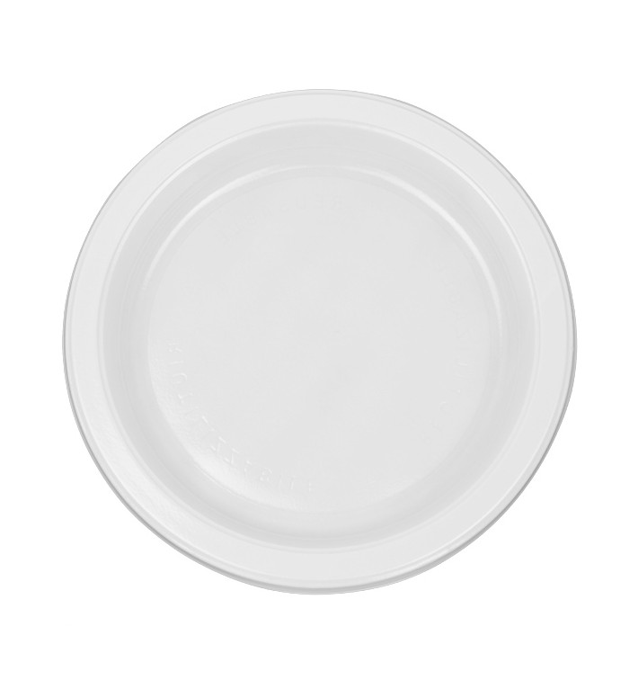 Prato Plano Reutilizável Económico PS Branco Ø17cm (450 Uds) Prato Plano Reutilizável Económico PS Branco Ø17cm (450 Uds)