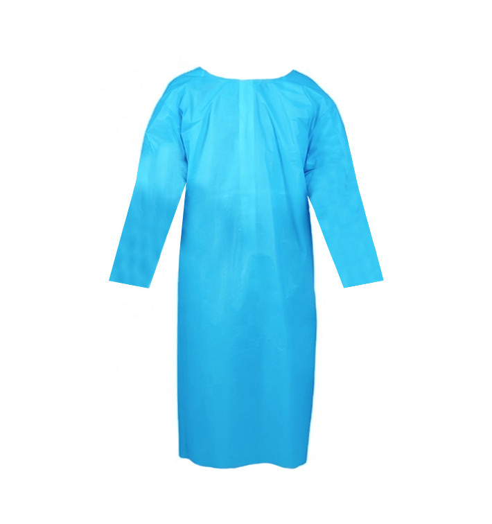 Bata de Polietileno Abertura Traseira com Tiras Azul (100 Uds) Bata de Polietileno Abertura Traseira com Tiras Azul (100 Uds)