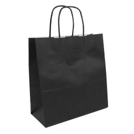 Saco Papel Preto Asas 100g/m² 22+9x23cm (25 Uds)