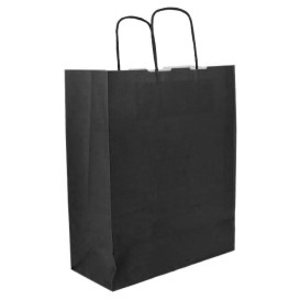 Saco Papel Preto Asas 100g/m² 25+11x31cm  (25 Uds)