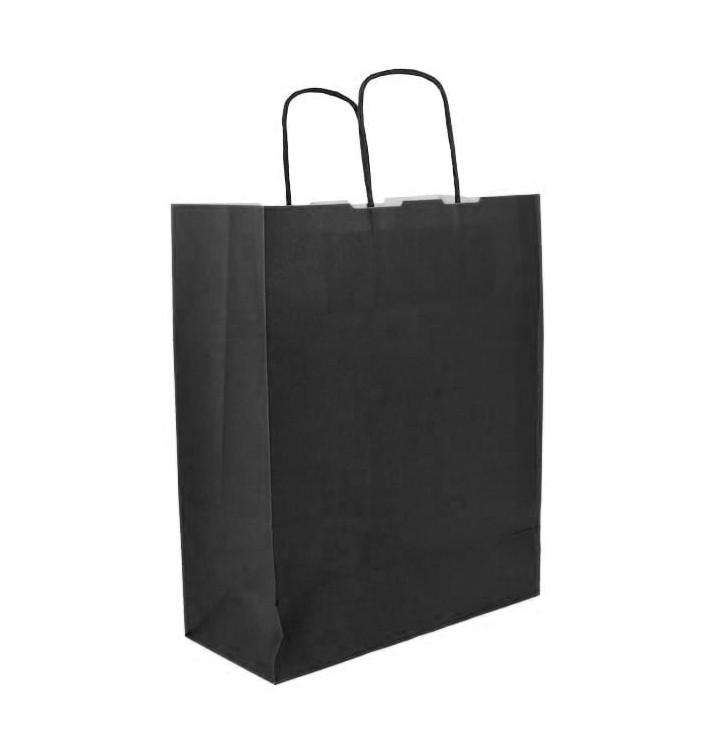 Saco Papel Preto Asas 100g/m² 25+11x31cm (25 Uds) Saco Papel Preto Asas 100g/m² 25+11x31cm (25 Uds)