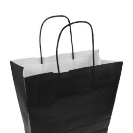Saco Papel Preto Asas 100g/m² 25+11x31cm  (250 Uds)