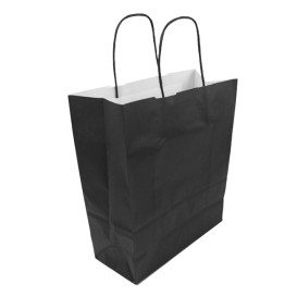 Saco Papel Preto Asas 100g/m² 25+11x31cm  (250 Uds)