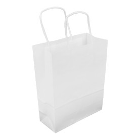 Saco Papel Kraft Branco Asas 100g/m² 18+8x24cm (25 Uds)