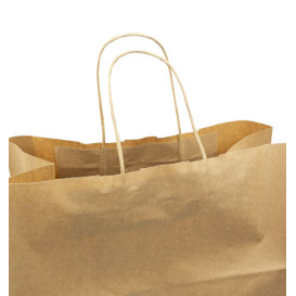 Saco Papel Kraft Marrom Asas 90g/m² 32+16x31cm (50 Uds)