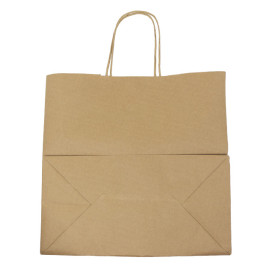 Saco Papel Kraft Marrom Asas 90g/m² 32+16x31cm (50 Uds)