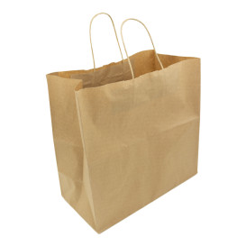 Saco Papel Kraft Marrom Asas 90g/m² 32+16x31cm (50 Uds)
