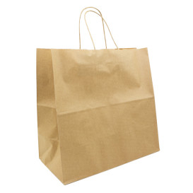 Saco Papel Kraft Marrom Asas 90g/m² 32+16x31cm (50 Uds)