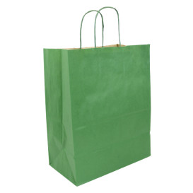 Saco Papel Kraft Verde com Asas 80g/m² 26+14x32cm (250 Uds)