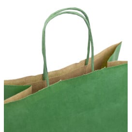 Saco Papel Kraft Verde com Asas 80g/m² 26+14x32cm (50 Uds)