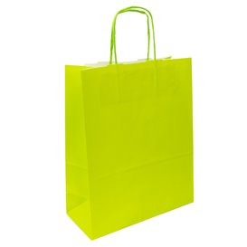 Saco Papel Verde Anis com Asas 100g/m² 22+9x23cm (250 Uds)