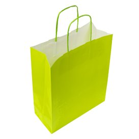 Saco Papel Verde Anis com Asas 100g/m² 22+9x23cm (250 Uds)