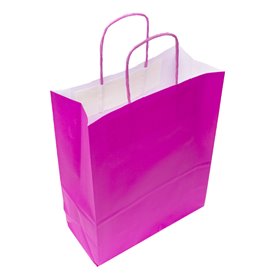 Saco de papel Fuchsia com alças 100g/m² 22+9x23cm (25 pcs)