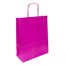 Saco de papel Fuchsia com alças 100g/m² 22+9x23cm (25 pcs)