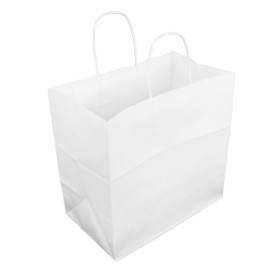 Saco Papel Kraft Branco Asas 100g/m² 30+18x29cm (200 Uds)
