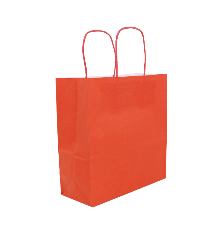 Saco Papel Kraft Vermelho com Asas 100g/m² 22+9x23cm (25 Uds) Saco Papel Kraft Vermelho com Asas 100g/m² 22+9x23cm (25 Uds)