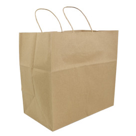 Saco Papel Kraft Marrom Asas 100g/m² 30x29x18cm (200 Uds)