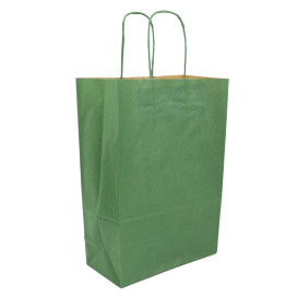 Saco Papel Kraft Verde com Asas 80g/m² 20+10x29cm (50 Uds)