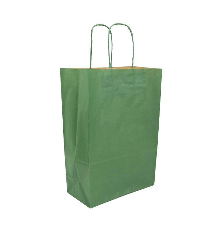 Saco Papel Kraft Verde com Asas 80g/m² 20+10x29cm (50 Uds) Saco Papel Kraft Verde com Asas 80g/m² 20+10x29cm (50 Uds)