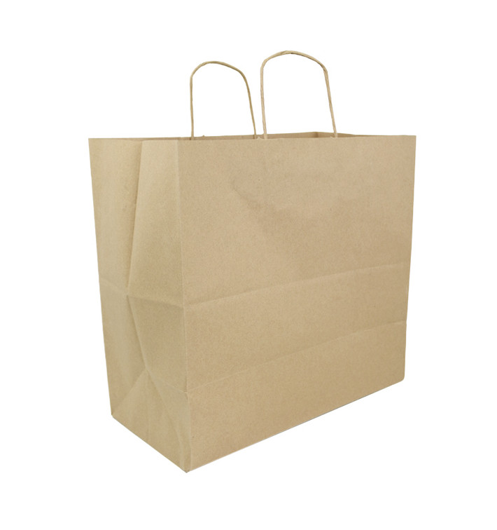 Saco Papel Kraft Marrom Asas 100g/m² 35+18x34cm (25 Uds) Saco Papel Kraft Marrom Asas 100g/m² 35+18x34cm (25 Uds)