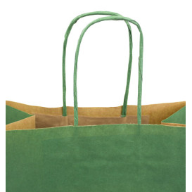 Saco Papel Kraft Verde com Asas 80g/m² 20+10x29cm (50 Uds)