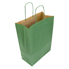 Saco Papel Kraft Verde com Asas 80g/m² 20+10x29cm (50 Uds)