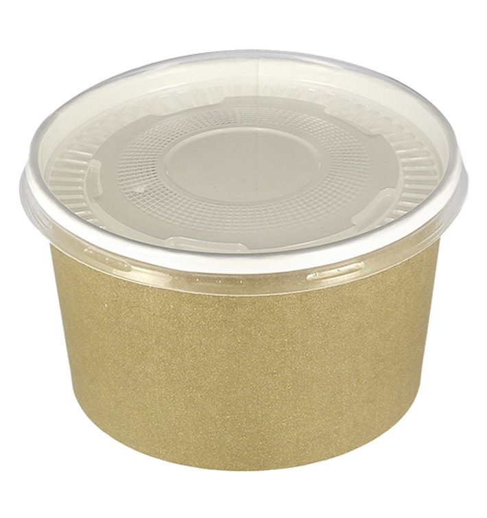 Terrina de Cartão Kraft Con Tampa PP 16 Oz/473ml (500 Uds)