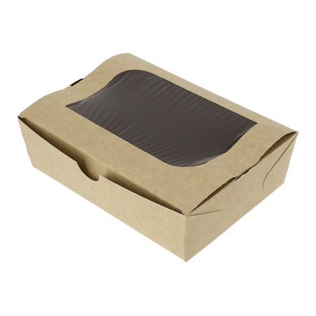 Caixa de Cartão Kraft com Janela 18x12,7x5,5cm 1000ml (25 Uds)