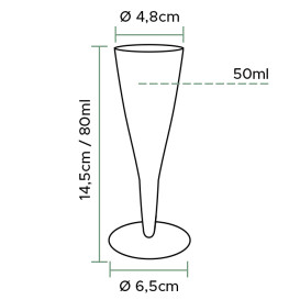 Copo Plastico Flute 2 pézas PS 80 ml (20 Uds)