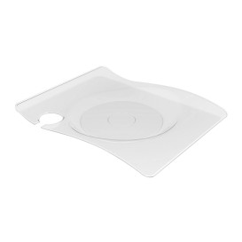 Prato Plastico "Forma" com Soporte Transp. 22x18 cm (180 Uds)