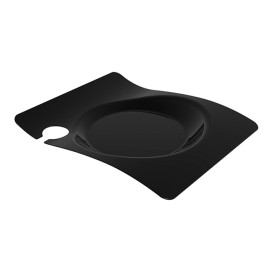 Prato Plastico "Forma" com Soporte Preto 22x18 cm (12 Uds)