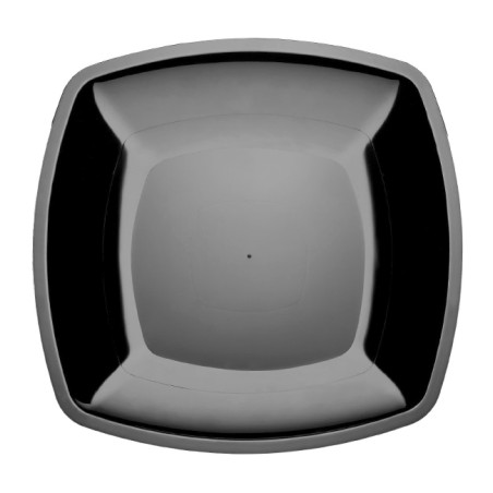 Prato Duro Reutilizável Raso Preto "Square" PS 30cm (12 Uds)