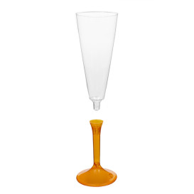 Copo PS Flute Champanhe Laranja Transp. 160ml 2P (20 Uds)