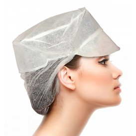 Boné com Pala  Bolsa Cabelo em Polipropileno Branco (100 Uds)