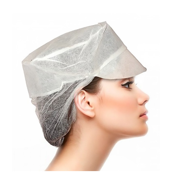 Boné com Pala Bolsa Cabelo em Polipropileno Branco (100 Uds) Boné com Pala Bolsa Cabelo em Polipropileno Branco (100 Uds)