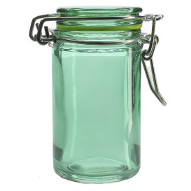 Jarra de Vidro Hermético Verde 70ml Ø4,5x8cm (8 Uds)