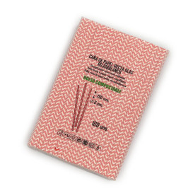 Palhinha Direita Papel Vermelho Branco Ø6mm 20cm (100 Uds)
