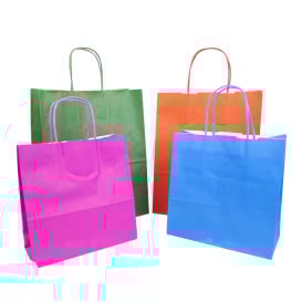 Saco Papel Kraft Verde com Asas 80g/m² 26+14x32cm (50 Uds)