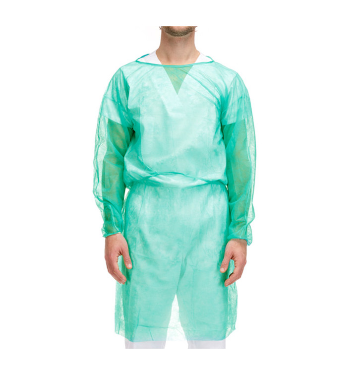 Bata TST PP Verde Abertura Traseira com Tiras XL 20gr (100 Uds) Bata TST PP Verde Abertura Traseira com Tiras XL 20gr (100 Uds)