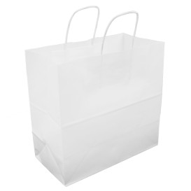 Saco Papel Kraft Branco Asas 100g/m² 27+14x26cm (25 Uds)