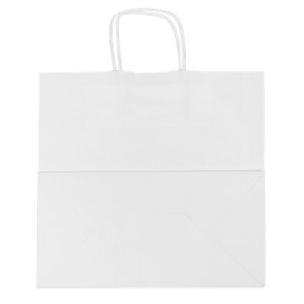 Saco Papel Kraft Branco Asas 100g/m² 27+14x26cm (25 Uds)