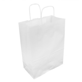 Saco Papel Kraft Branco Asas 100g/m² 25+13x33cm (200 Uds)