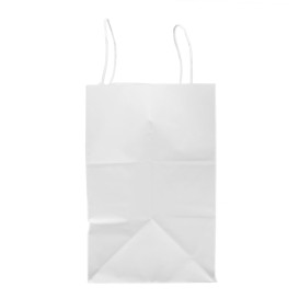 Bolsa Papel Kraft Branco con Asas 80g/m² 30+18x29cm (25 Uds)